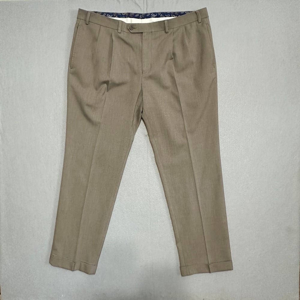 Lauren Ralph Lauren Mens‎ Pleated Dress Pants 38W x 30L Taupe Brown Cuffed Hem